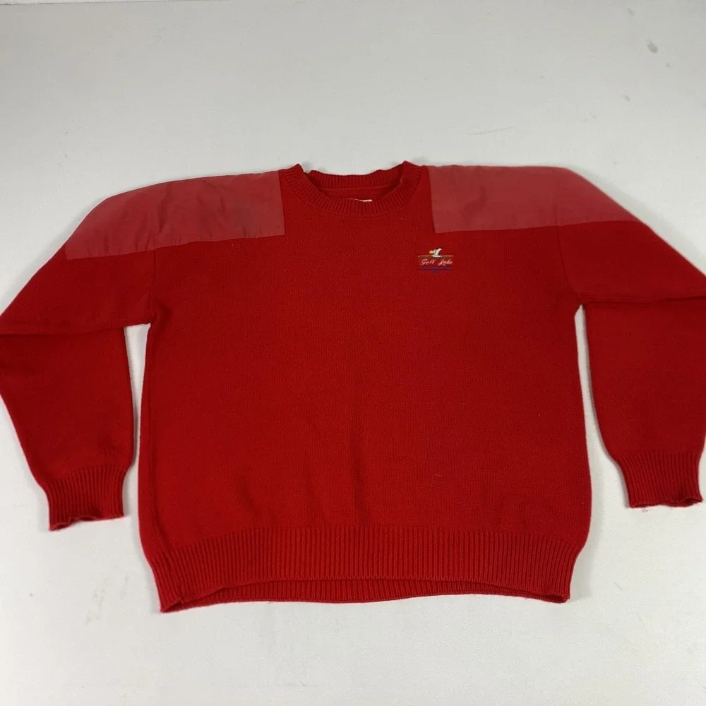 Vintage The RainSweater Sweater Mens Large Red Gull Lake Country Club Golf